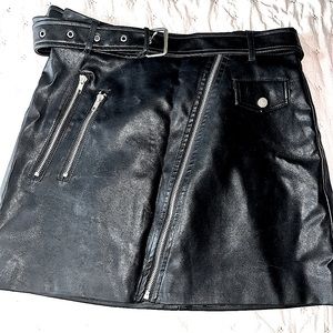Black leather with belt forever 21 skirt